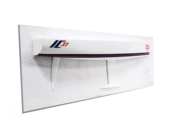 Melges IC37 half hull built out of wood and no backboard