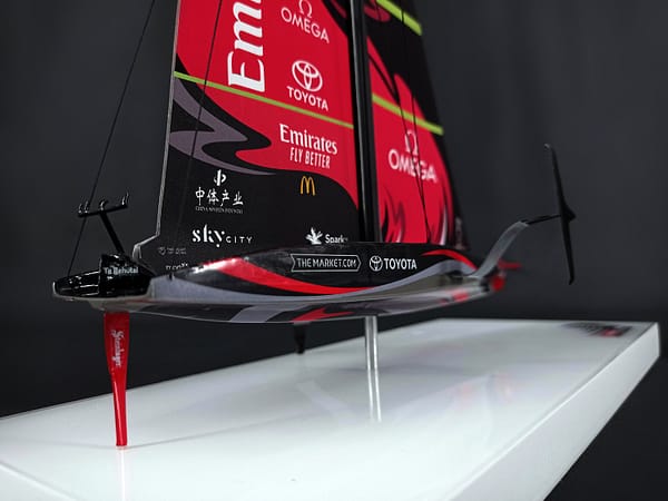 AC 75 Te Rehutai Emirates Team New Zealand desk model 2021 MN-A101, scale 1/100 or 9 inches LOA.
