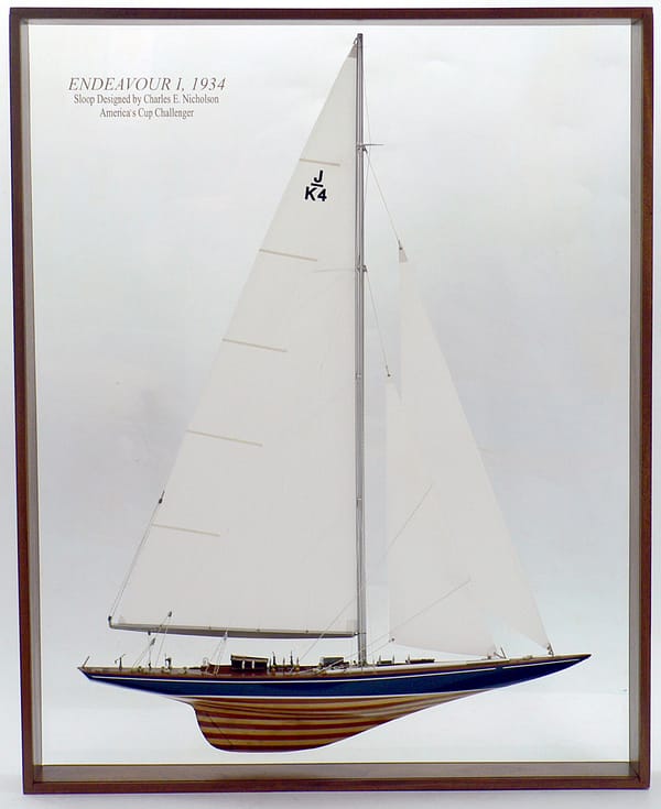 Framed Endeavour I Half Model with Sails by Abordage